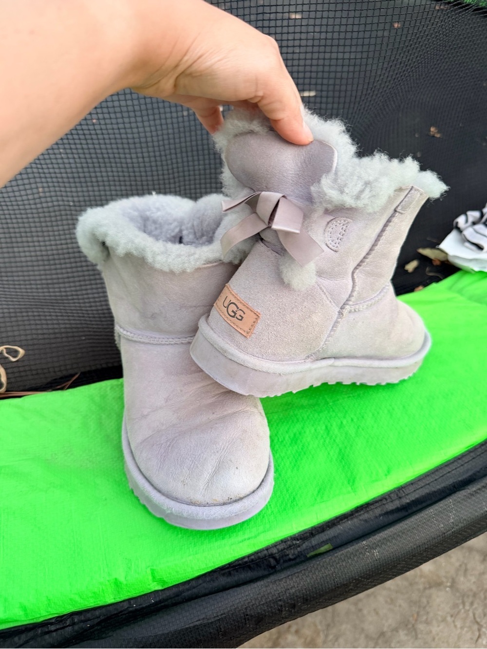 UGG Short Suede Ankle Booties with Back Bow in Light purple